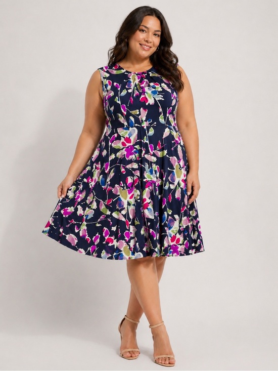 Maggy London Dresses & Skirts - Maggy London Navy Floral Fit-and-Flare Jersey Dress